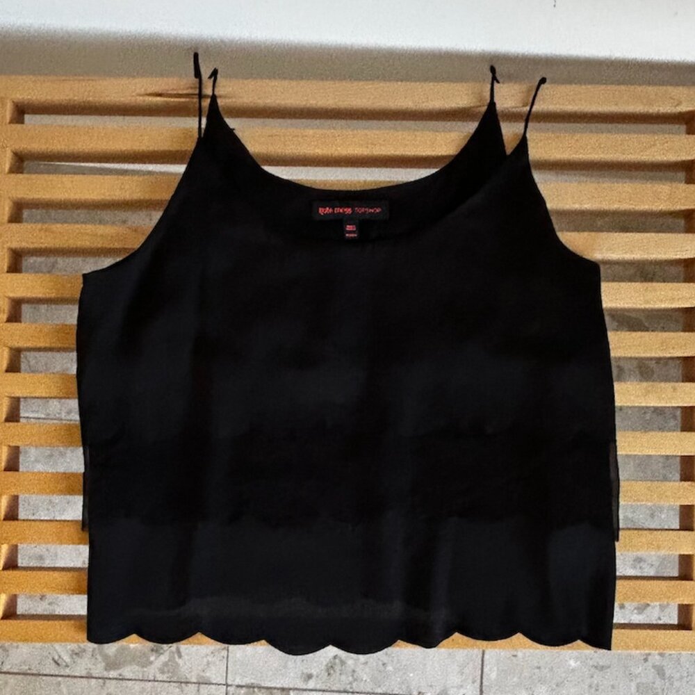 Kate Moss for Topshop Black Scalloped Hem Camisole Crop Top